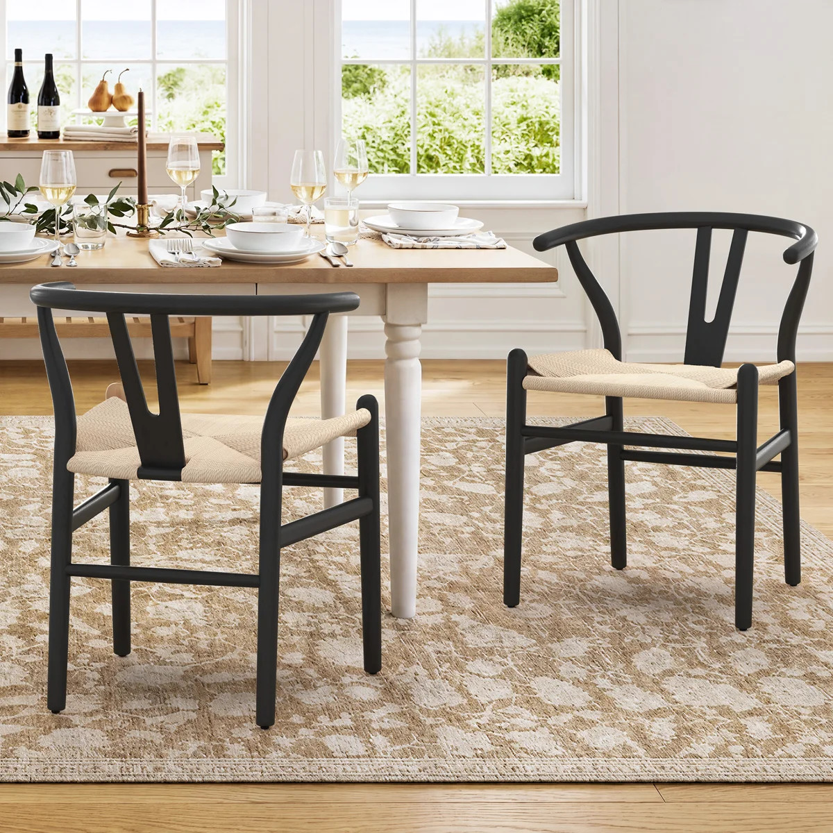Solid Wood Woven Dining Chair (Set Of 2) (Set of 2) | Wayfair North America