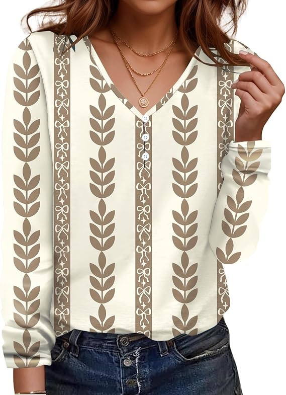 ETCYY NEW Long Sleeve Shirts for Women 2025 Casual Dressy Blouses Fashion Fall Tunic Tops | Amazon (US)
