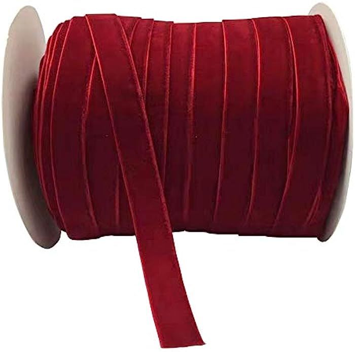 10 Yards Velvet Ribbon Spool Available in Many Colors (Red, 5/8") | Amazon (US)
