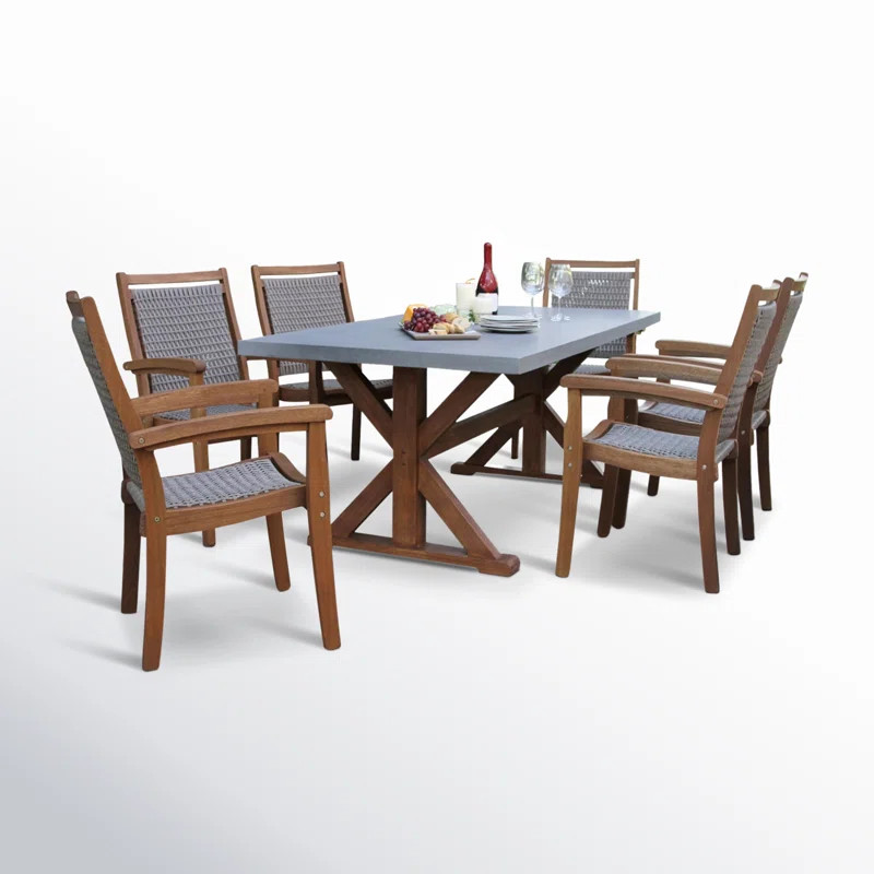 Fleur 6 - Person Wood Patio Dining Set with Rectangular Table | Wayfair North America