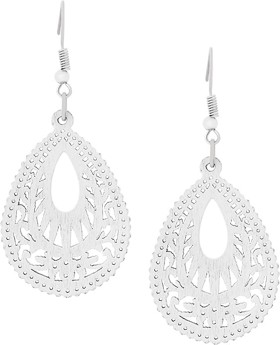 MINACHI Bohemian Hollow Cut-Out Wood Leather Dangle Drop Earrings, Boho Chic Hippie Statement Jew... | Amazon (US)