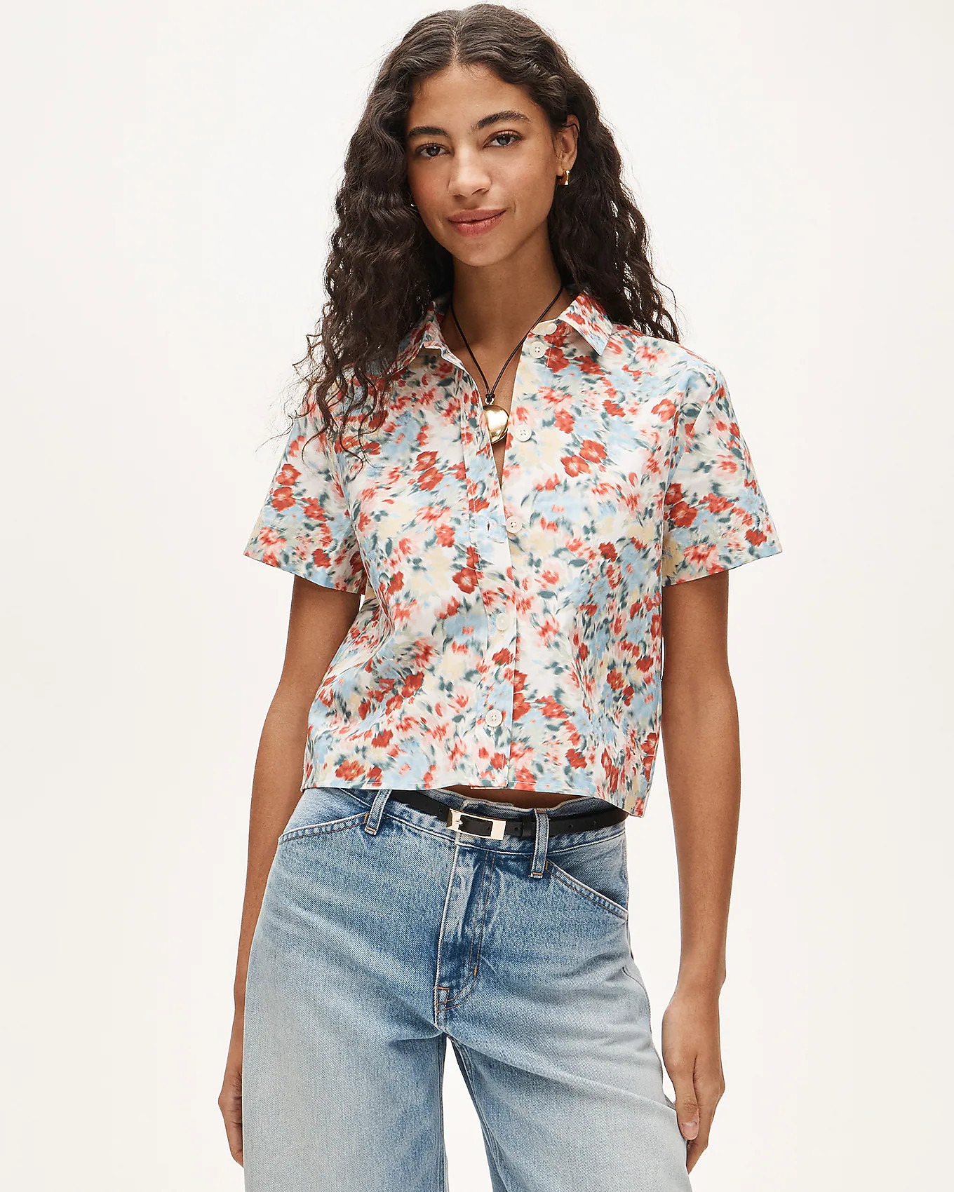 Gamine button-down shirt in blurred floral print | J. Crew US