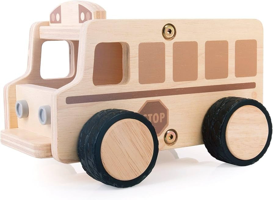 Guidecraft Wooden School Bus: Vehicle Play Set, Kids Learning and Educational Dramatic Play Toy | Amazon (US)