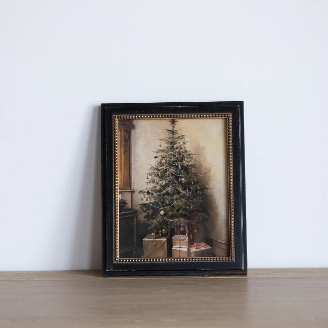 Vintage Oil Painting Christmas Morning Framed Art | By Luxe B Co. | luxe bCO