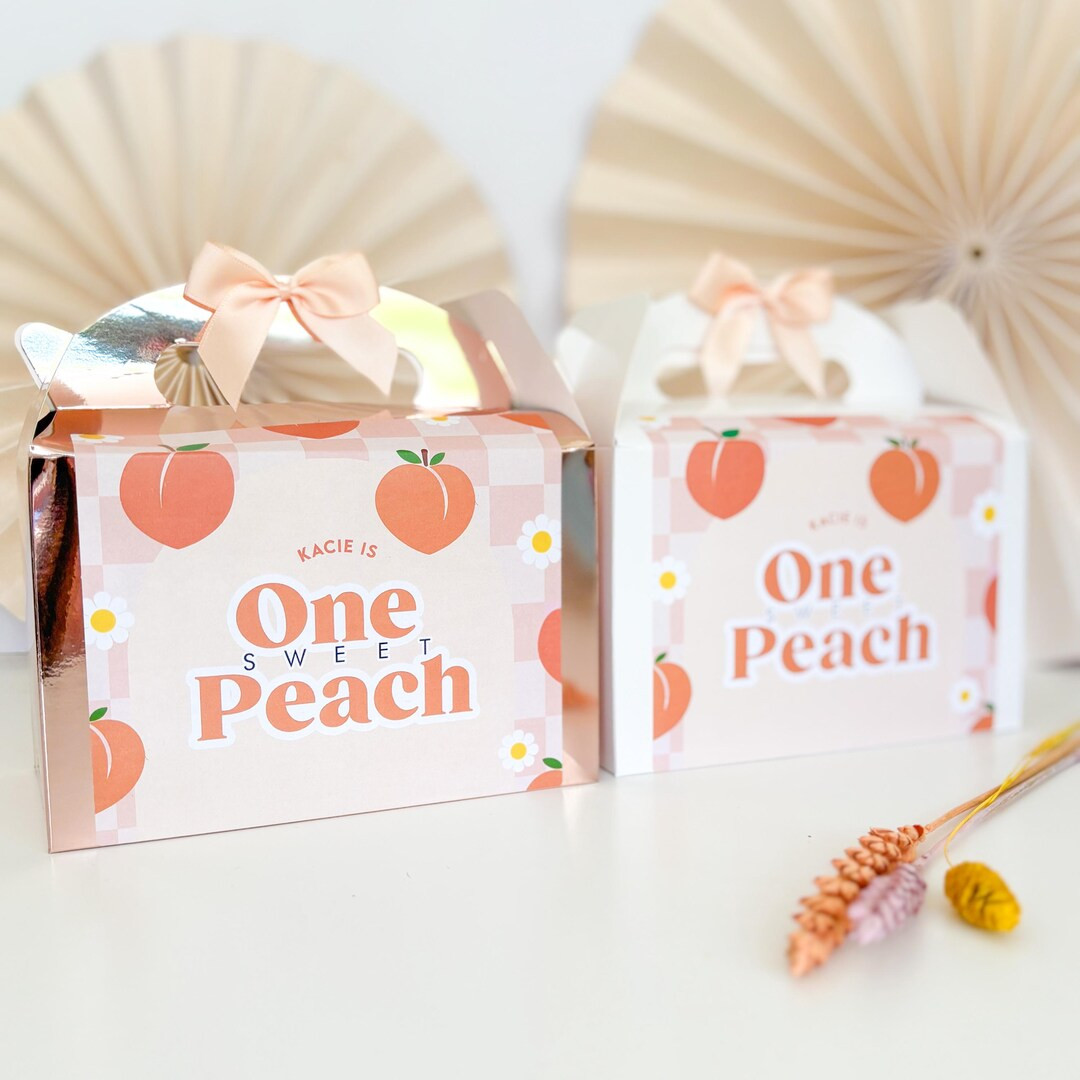 Personalised Childrens Birthday Party Box  Favour | SWEET PEACH | first bday peaches theme gift b... | Etsy (US)