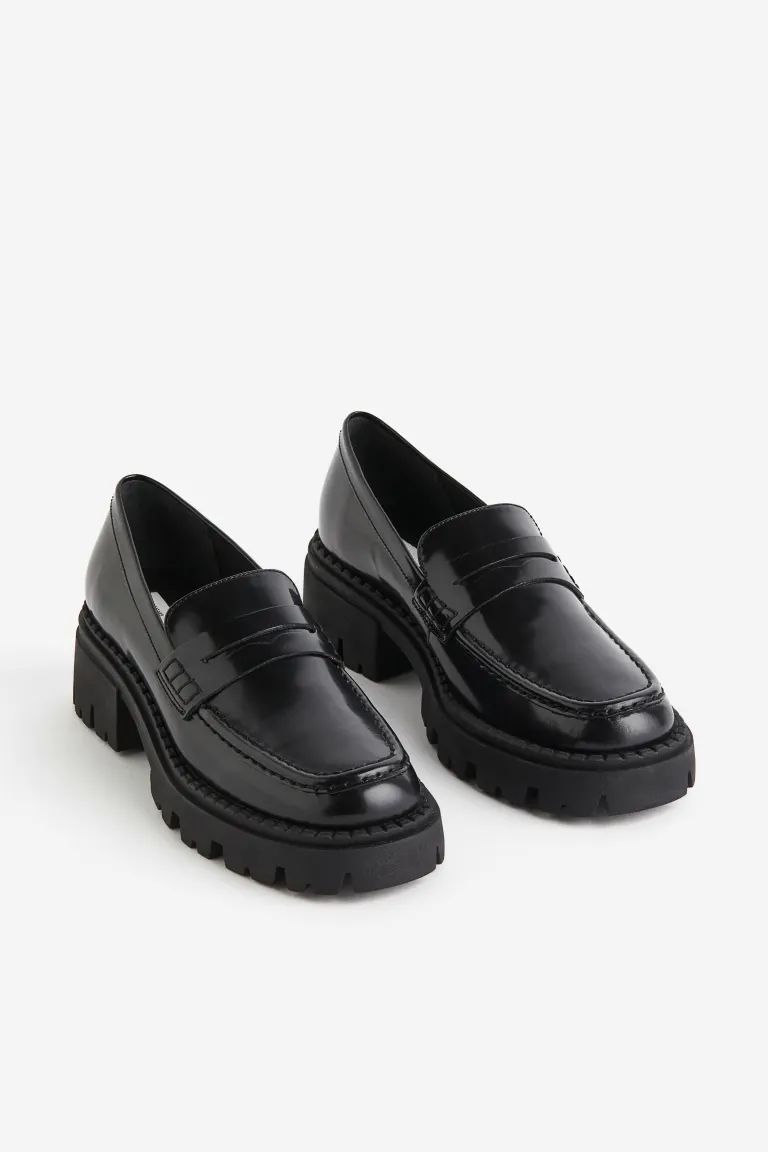 Chunky leather loafers - Black - Ladies | H&M GB | H&M (UK, MY, IN, SG, PH, TW, HK)
