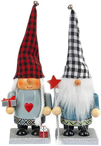 FUNPENY 11" Christmas Decorative Nutcracker, 2 Set Handmade Wooden Gnome Plush Scandinavian Swedi... | Amazon (US)