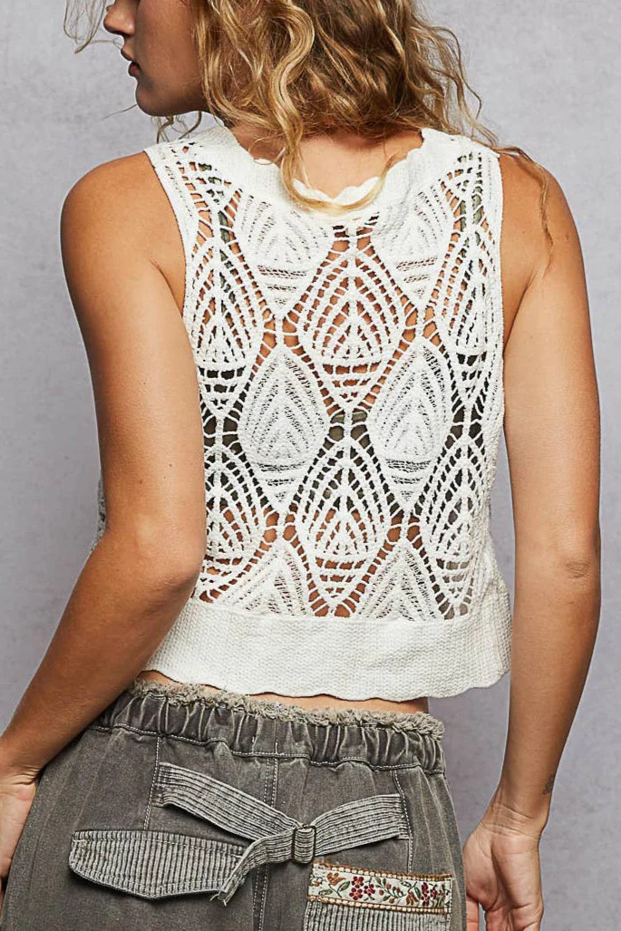 Casey Cropped Sleeveless Crochet Top | MTT Collective