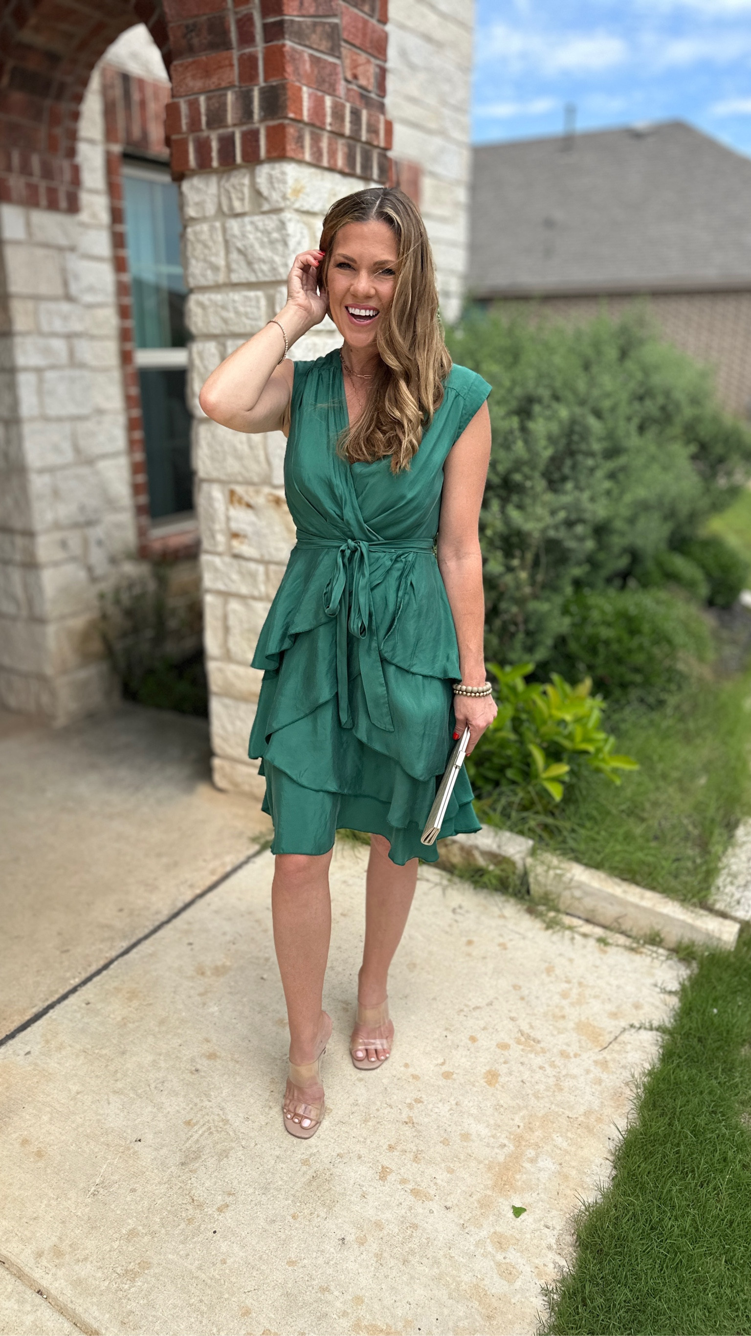 Gorgeous green dress / wedding guest dress / women’s style / elegant dress / dress for women / dressy outfit / date night outfit / spring outfit /summer dress / spring dress

#LTKWedding #LTKShoeCrush #LTKOver40