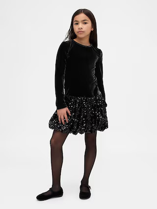 Kids Mixed Media Sequin Bubble Dress | Gap (US)