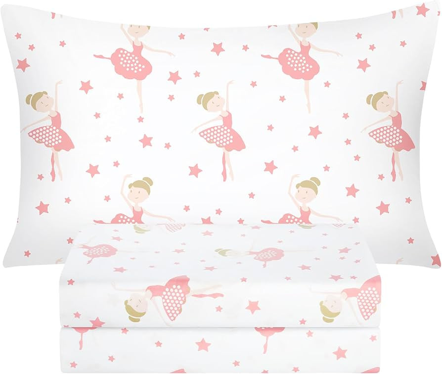 Amazon.com: BYSURE Twin Sheets Set Kids(Ballerina, Pink), 3 Pieces Easy Fit Deep Pocket Sheets Se... | Amazon (US)