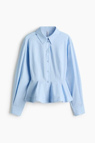H & M - Poplin Peplum Shirt - Blue | H&M (US + CA)