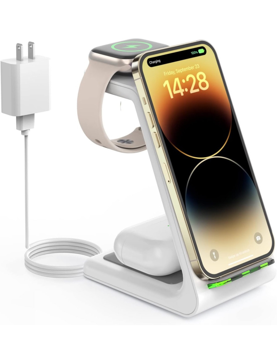 Wireless Charging Station for Apple - 3 in 1 Wireless Charger Stand Dock Watch and Phone Charger Station for Apple 