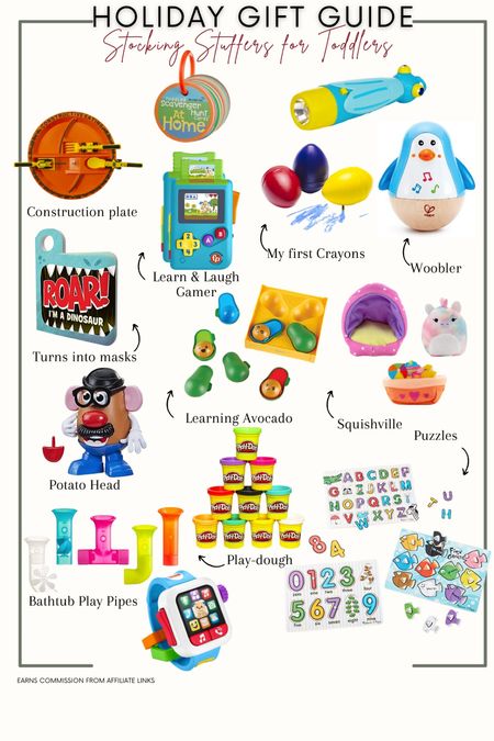 TODDLER stocking stuffer ideas
Toys, maginet tiles, clothes, mr potaote head, playdough, puzzles, gameboy, crayons, markers, balls, 

#LTKfamily #LTKkids #LTKGiftGuide