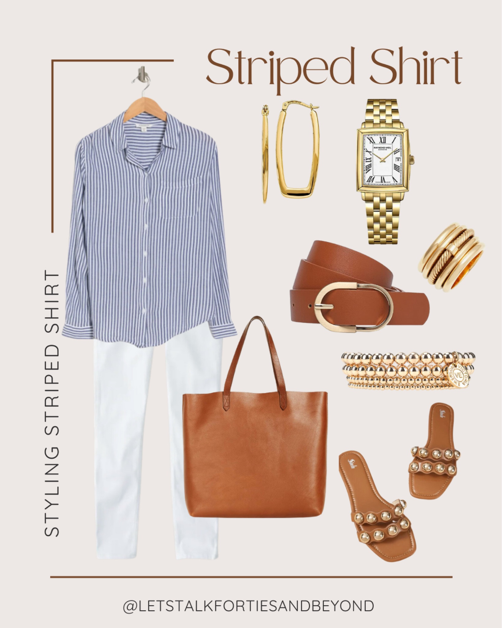 Consider this to be your new fall uniform! 

Perfect for running errands, office, lunch with girlfriends, or fall travel. I styled this pair of white jeans with a striped blouse, and then completed the look with gold jewelry and tan accessories. I’m linking a very affordable options. 

***These are my absolute favorite white, high rise jeans from @express. (For reference, see my previous post. I’m wearing size 6 and I am 5’9.)

All and more are linked below ⬇️ Just scroll to “Shop my Pic” and make sure to hit “Follow” to get my curated styling pics. 😘

#LTKtravelstyle #LTKvacationstyle #LTKwhitejeans #LTKstripedblouse #LTKofficelook #LTKover40style #LTKover50style #LTKmidlifestyle #LTKstylingtip #LTKsummerstyle #LTKover40fashiin #LTKover50fashion #LTKvacationoutfit #LTKsummeroutfit #LTKsandals
#teachersoutfit

#LTKworkwear #LTKstyletip #LTKtravel