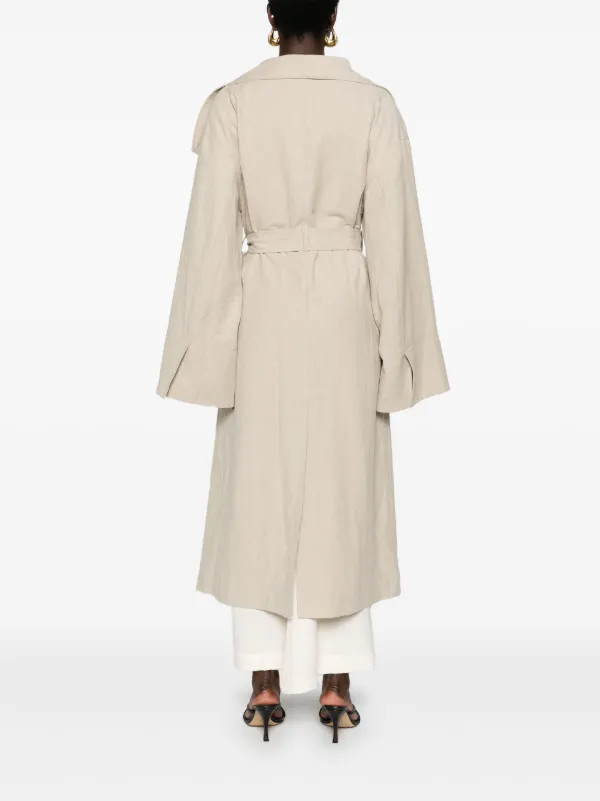 Signature linen-blend midi coat | Farfetch Global