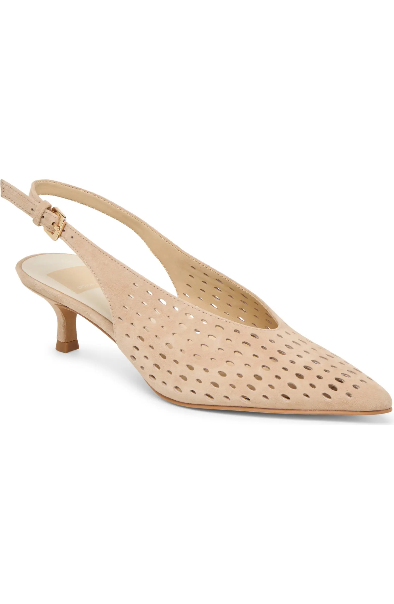Alenna Perf Slingback Pointed Toe Kitten Heel Pump (Women) | Nordstrom