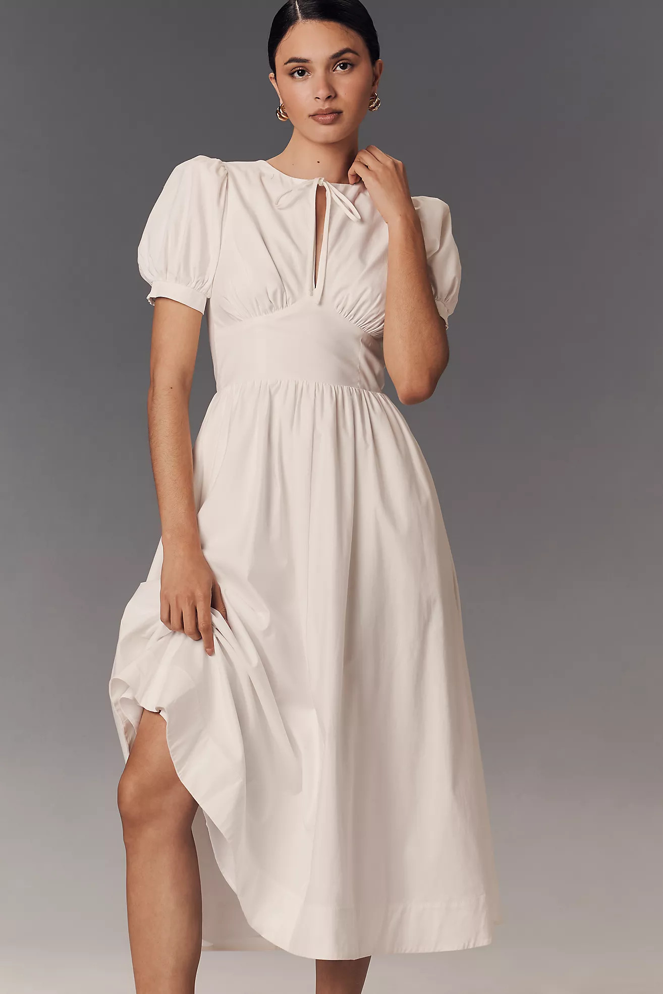 Reformation Noor Puff-Sleeve Midi Dress | Anthropologie (US)