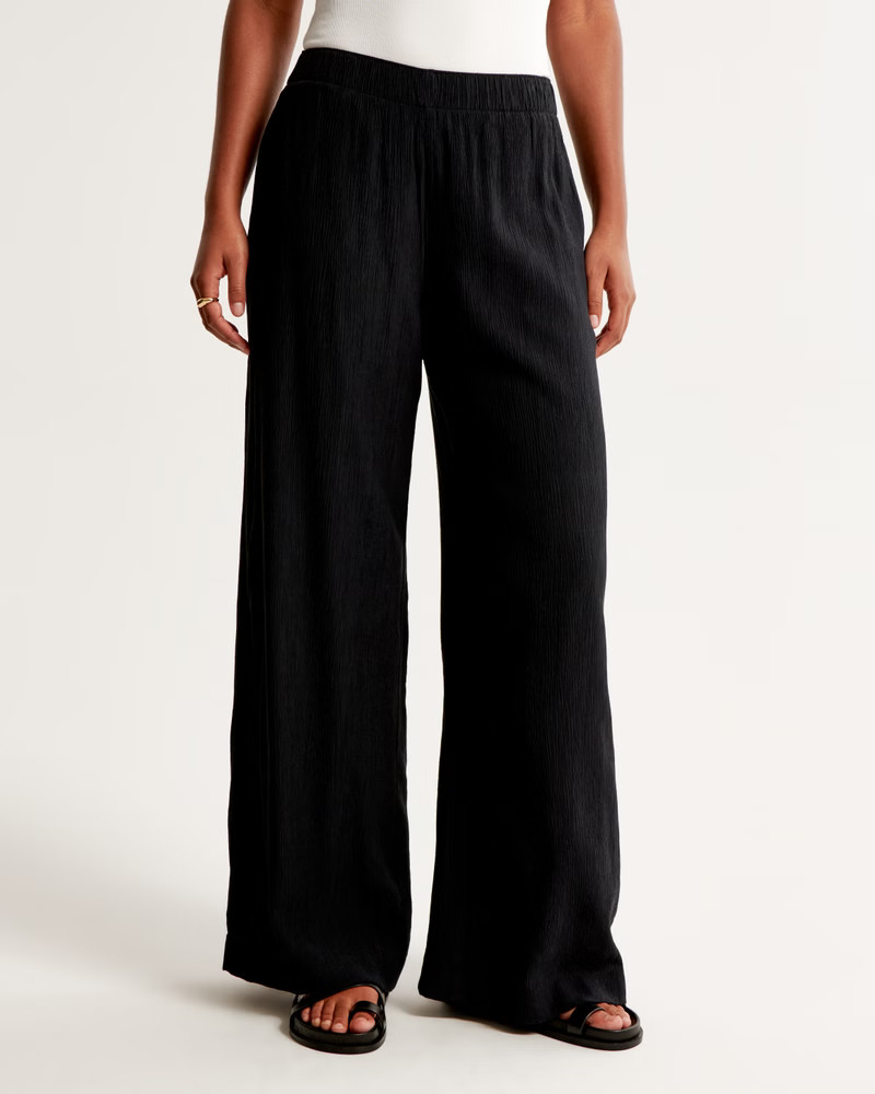 Crinkle Textured Pull-On Pant | Abercrombie & Fitch (US)