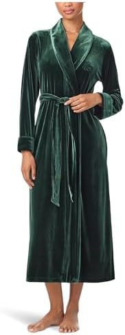 Lauren Ralph Lauren Women's Velvet Long Shawl Collar Robe Green, Medium | Amazon (US)