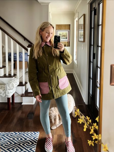 Pre-Easter, pre-st Patrick’s day weekend casual mom outfit idea 😂 lululemon leggings (favorites along  with beyond yoga) , vans check slip ons, Boden utility barn jacket, Amazon earrings, Abercrombie tee
❤️ CLAIRE LATELY 

#LTKSeasonal #LTKstyletip #LTKfamily