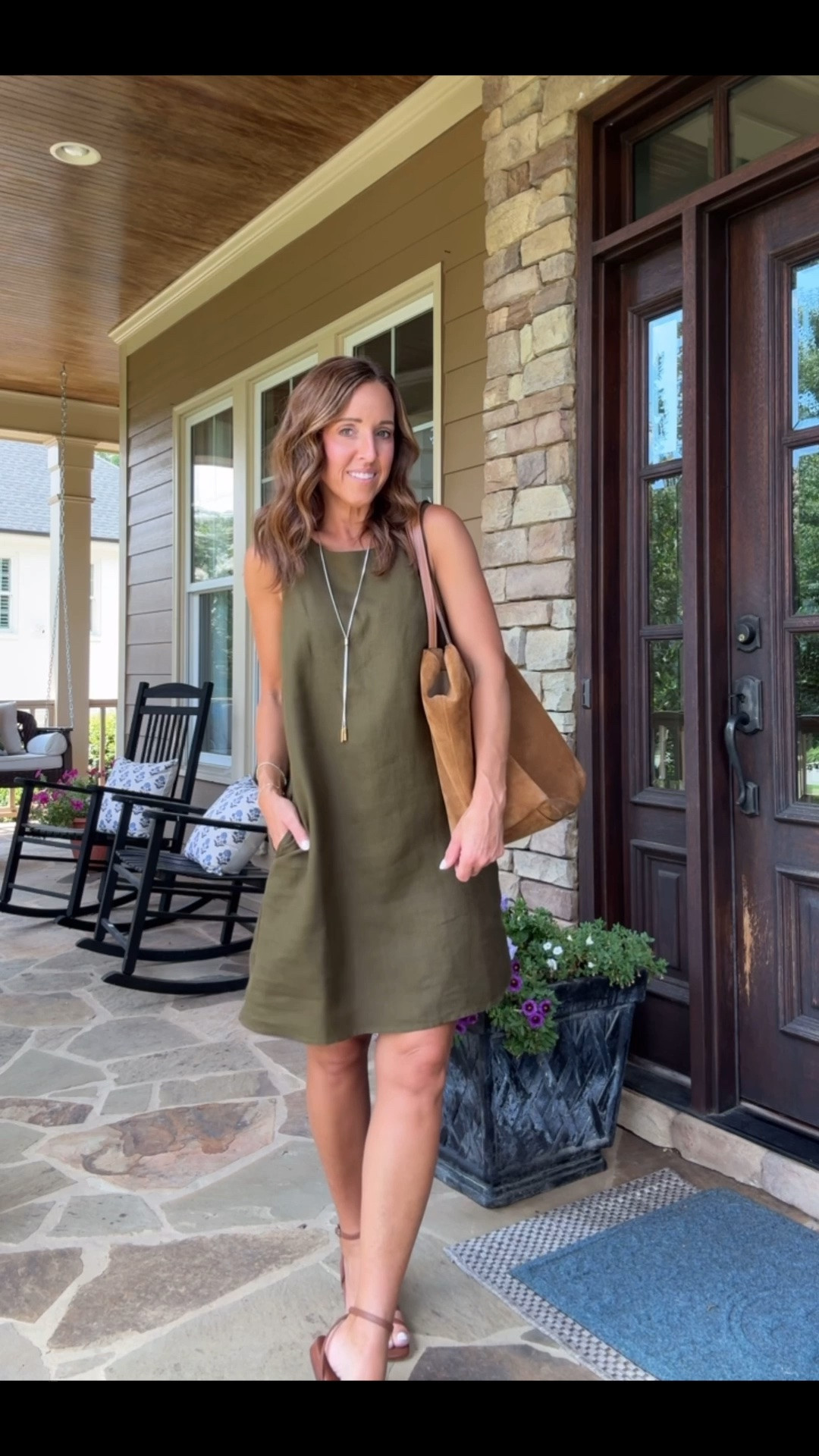 Linen shift dress. Ankle strap sandals. 
Dress XS (runs big). Sandals TTS.

#LTKootd #LTKSeasonal #LTKOver40