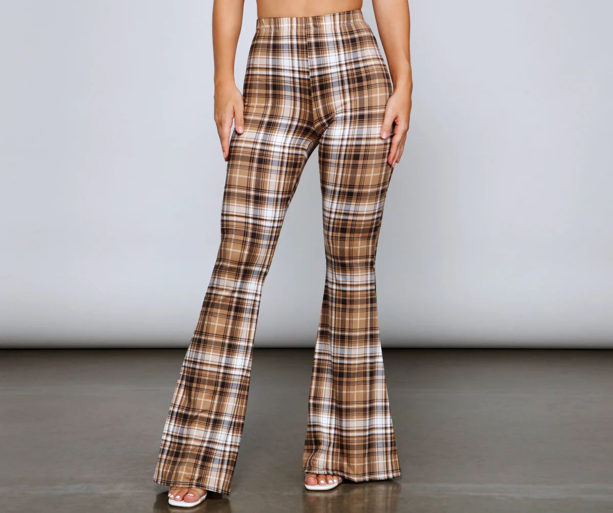 Trendy Must-Have Plaid Flare Pants | Windsor Stores