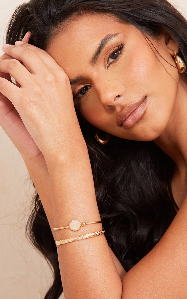 Gold Precious Stone Bangle Multipack | PrettyLittleThing US