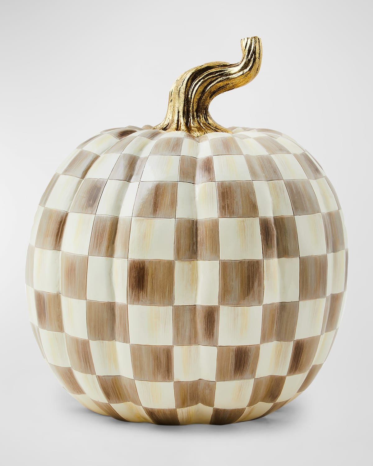 Mocha Check Large Pumpkin, 17.3 | Neiman Marcus