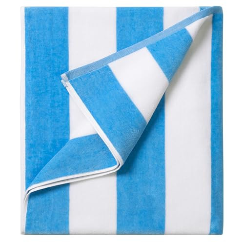 LULUHOME Large Oversized Beach Towel - Big Cotton 36 x 70 Inch Striped Pool Towel, Large Cabana Soft Swimming Towel for Adult Men Women,Blue | Amazon (US)