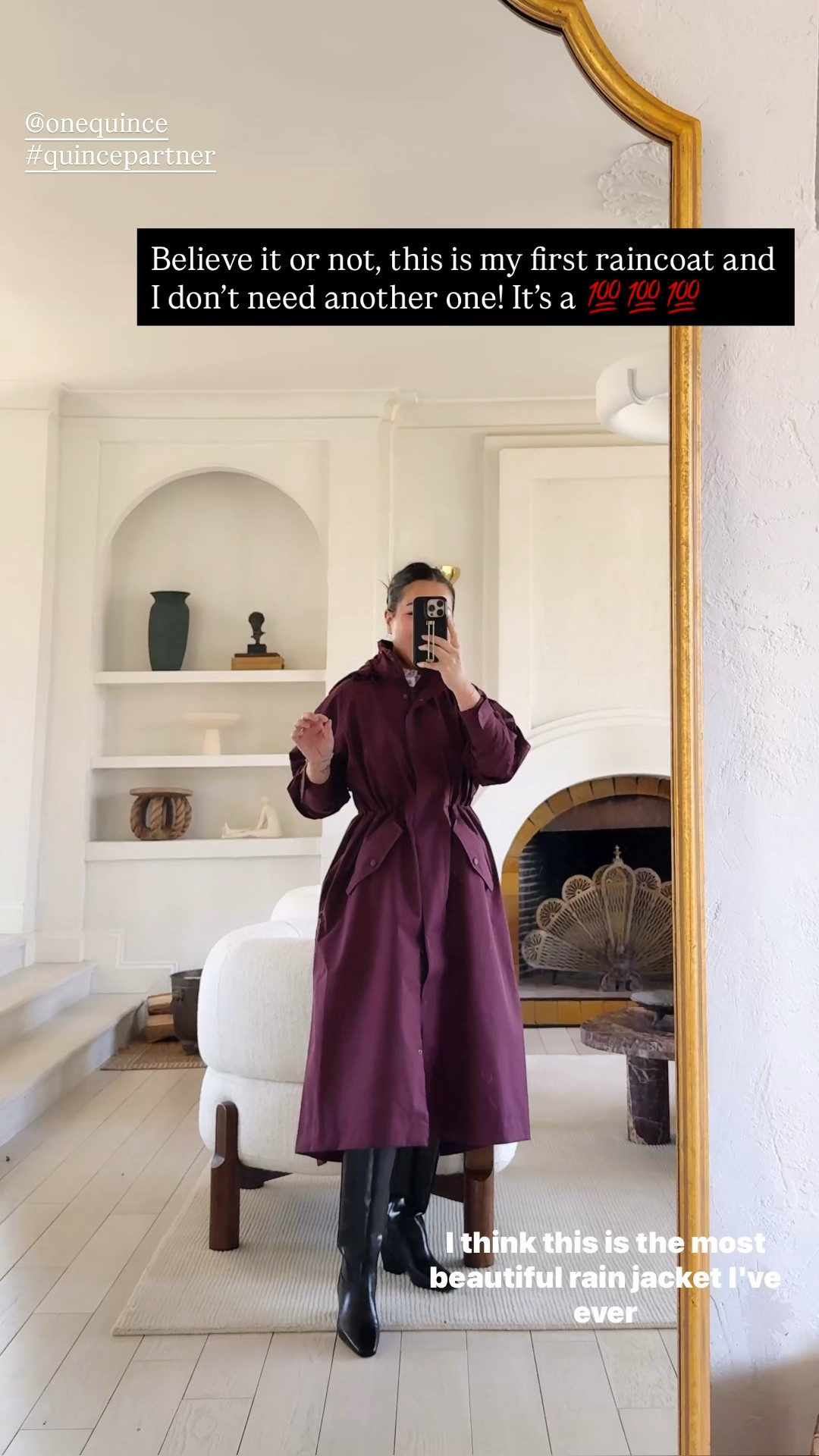 The perfectly designed raincoat!

For size reference, I’m 5 ft 115 pounds and wearing an XS.

@onequince 
#quincepartner