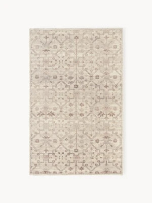 Hand-Woven Low-Pile Rug Rosalie with Ornaments | Westwing UK