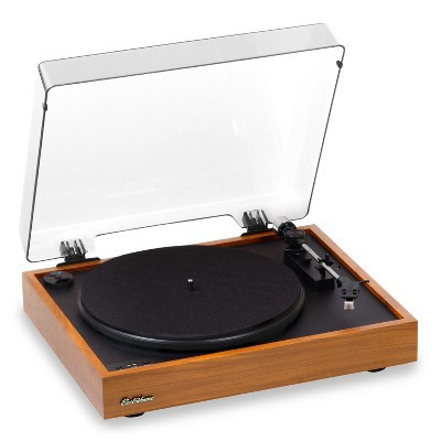 Electrohome Montrose Wireless Vinyl Record Player, Belt-Drive Turntable, Audio-Technica Stylus, Bluetooth, Vinyl-to-MP3 - Teak | Target