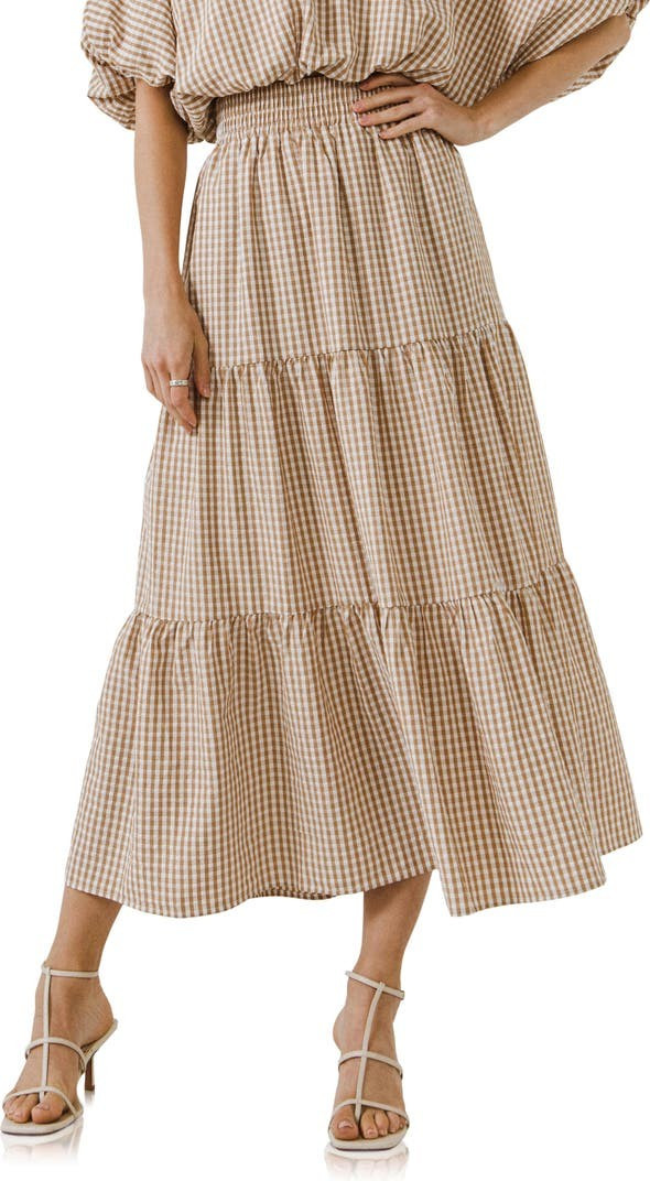 Tiered Gingham Maxi Skirt | Nordstrom
