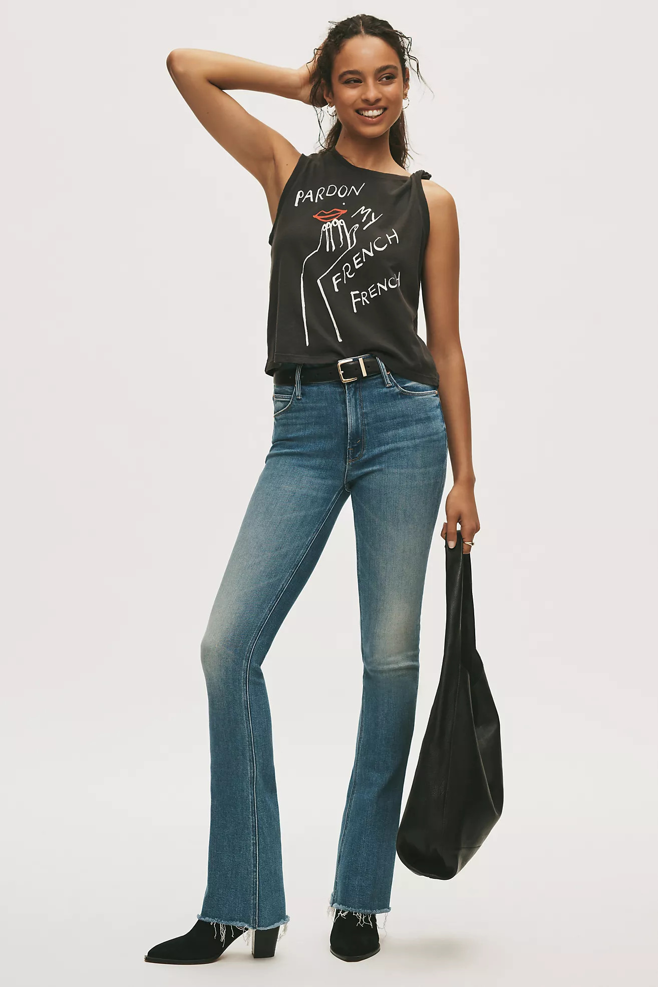 MOTHER Runaway Fray Mid-Rise Bootcut Jeans | Anthropologie (US)