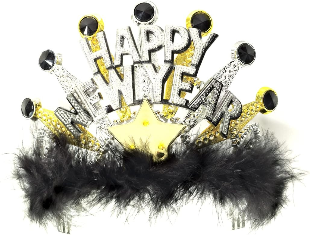 Forum Novelties Women's Light Up Happy New Year Tiara with Faux-Fur, As Shown, One Size | Amazon (US)