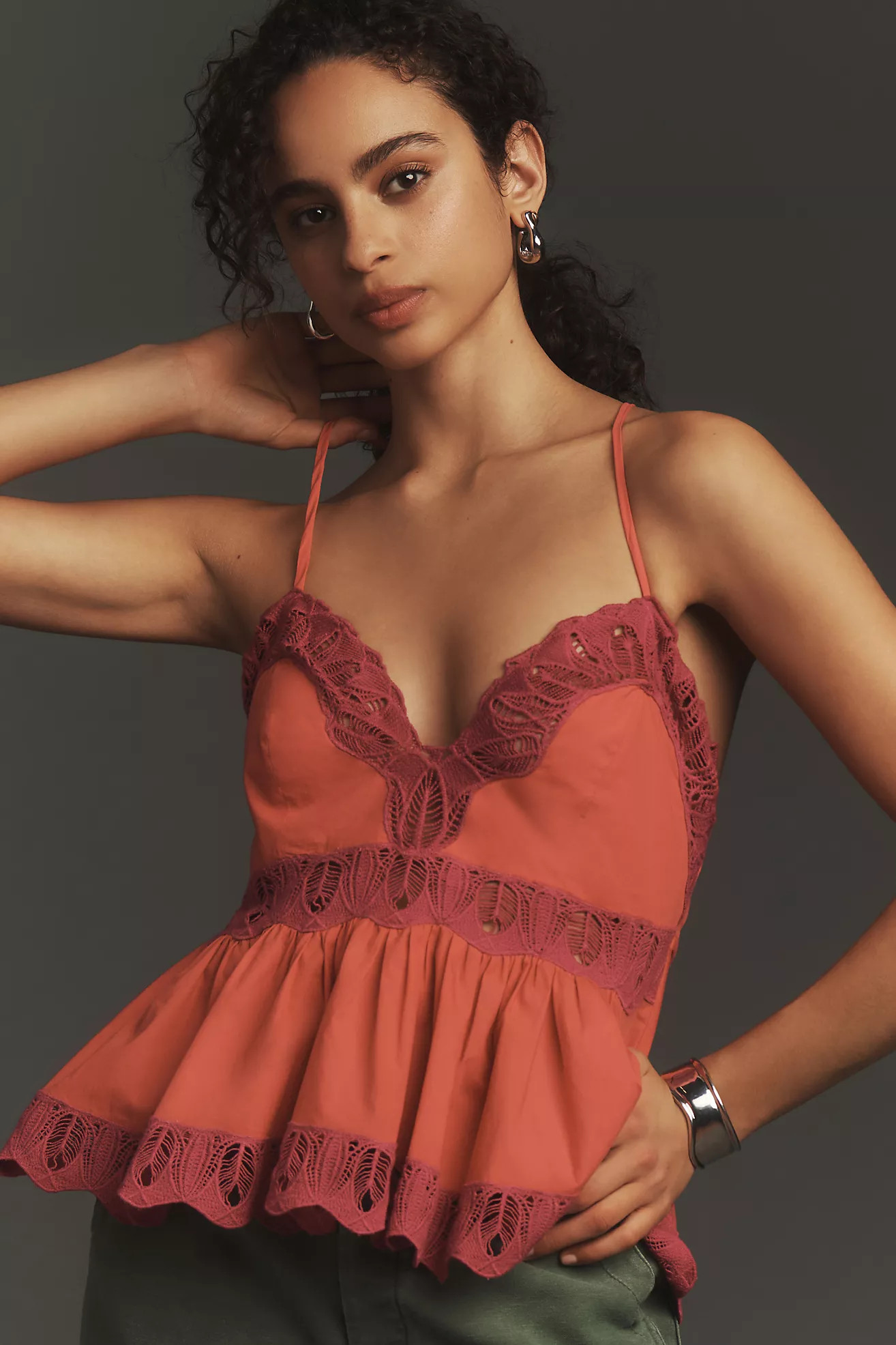 By Anthropologie Crafted Lace Babydoll Cami | Anthropologie (US)