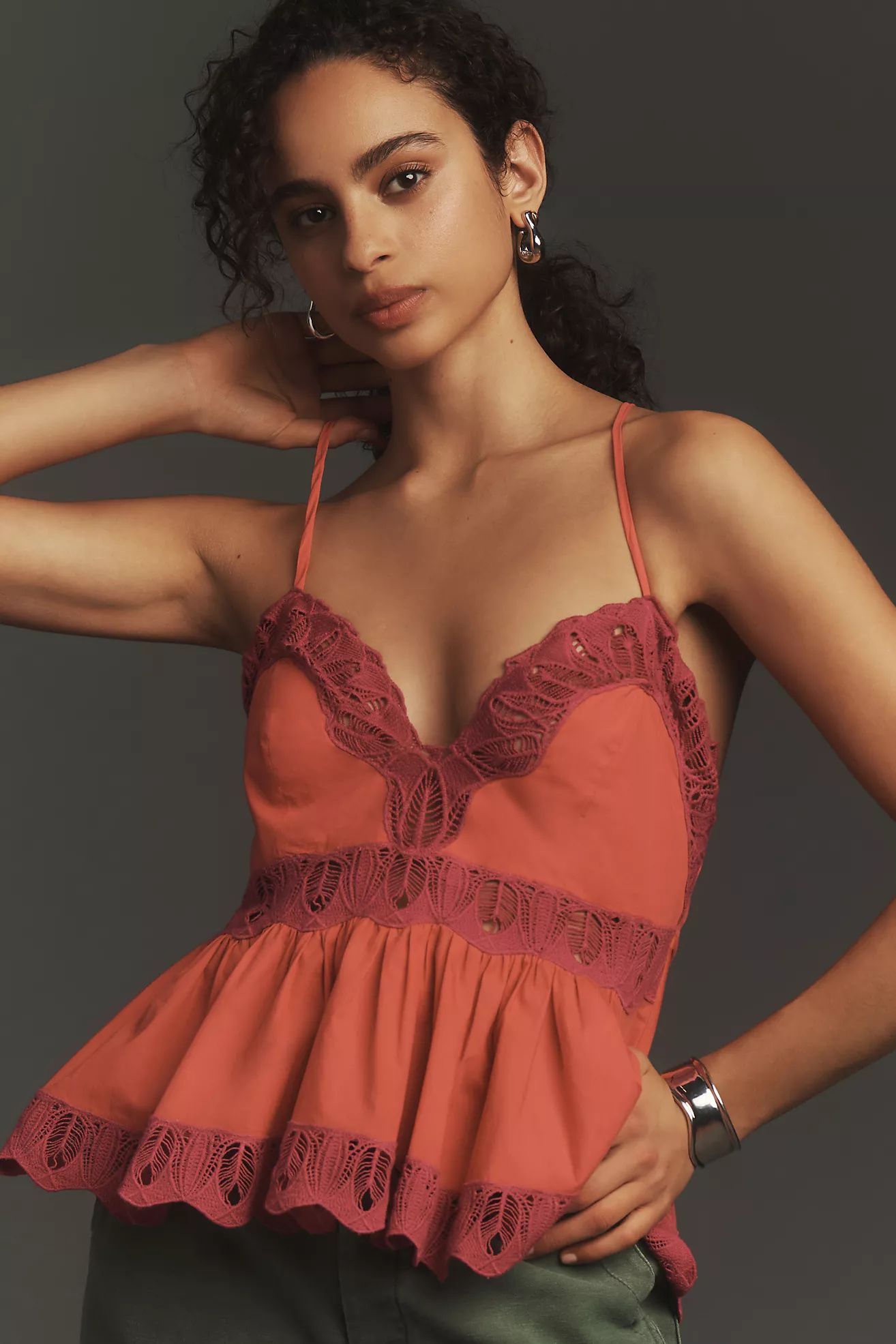 By Anthropologie Crafted Lace Babydoll Cami | Anthropologie (US)