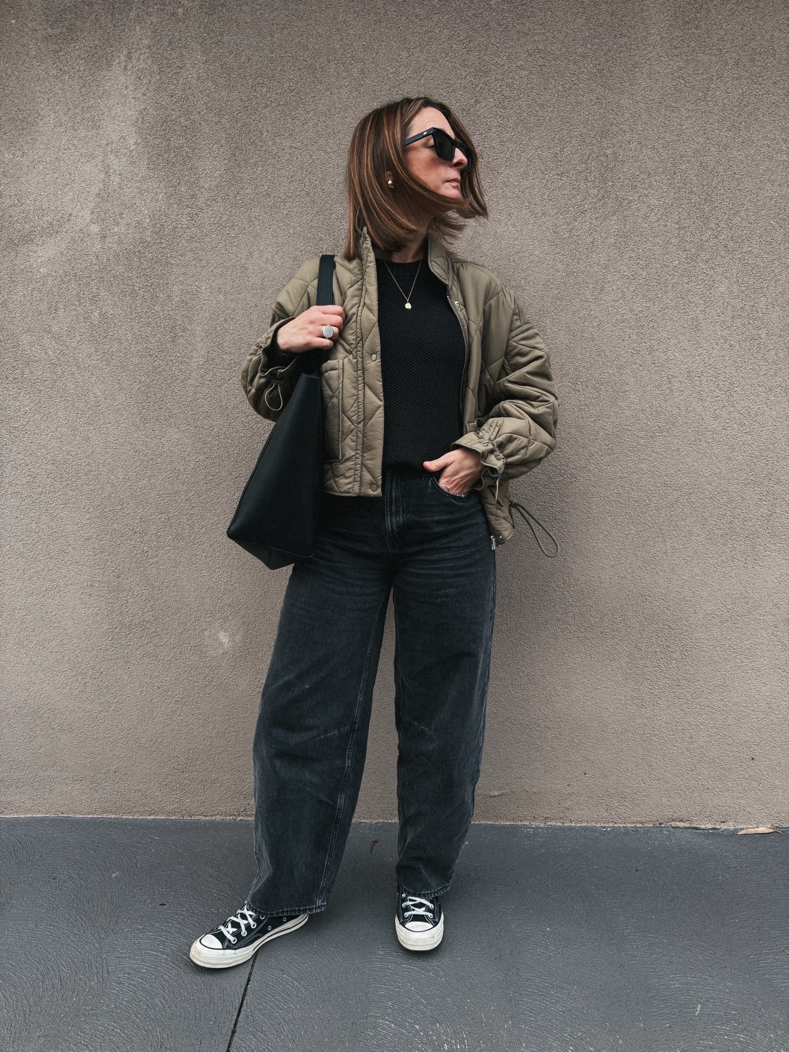 Jeans - Assembly Label. Wearing my usual size 26 
Sweater - Foxwood Clothing. Sized up to a 10
Jacket - Nude Lucy. Wearing my usual size small 
Converse - Tts

#LTKuk #LTKstyletip #LTKshoes