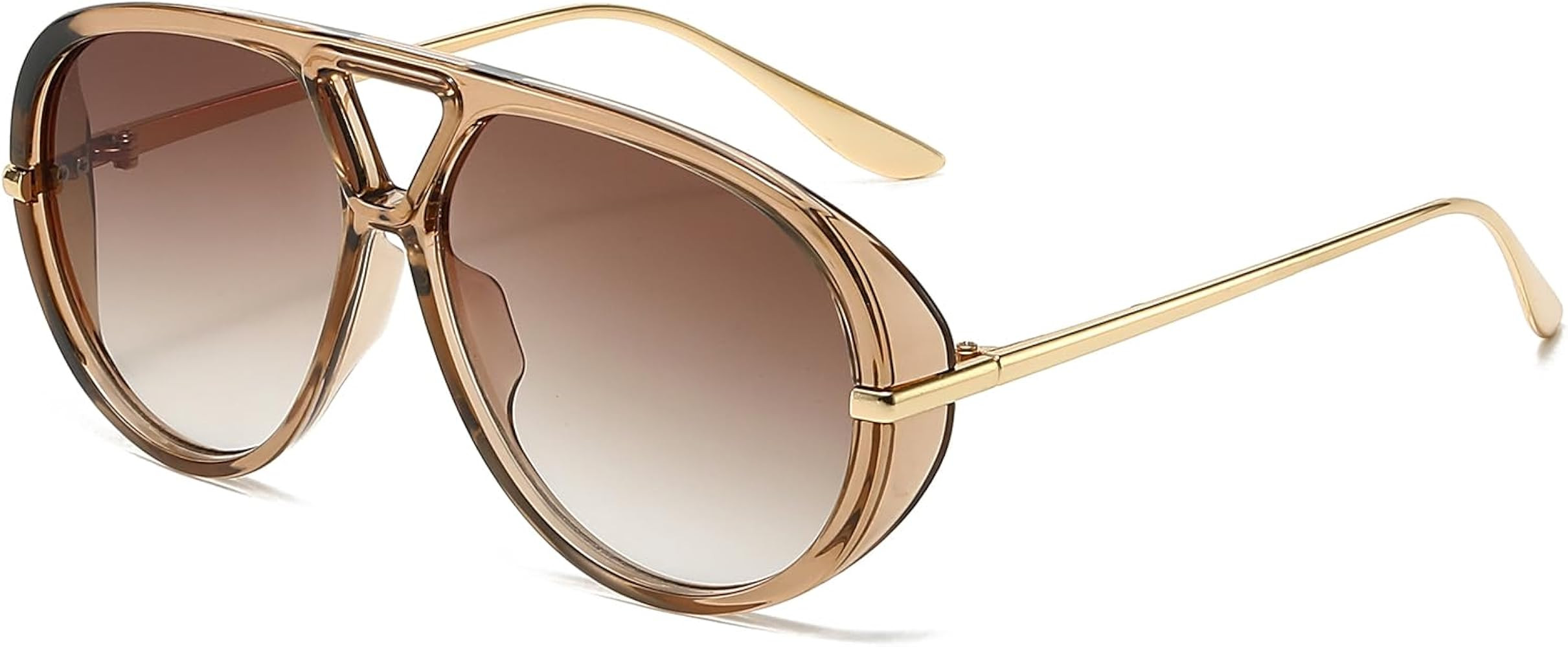 YAMEIZE Oversized Pilot Sunglasses for Women Men Round 70s Retro Double Bridge Vintage Large Big ... | Amazon (UK)