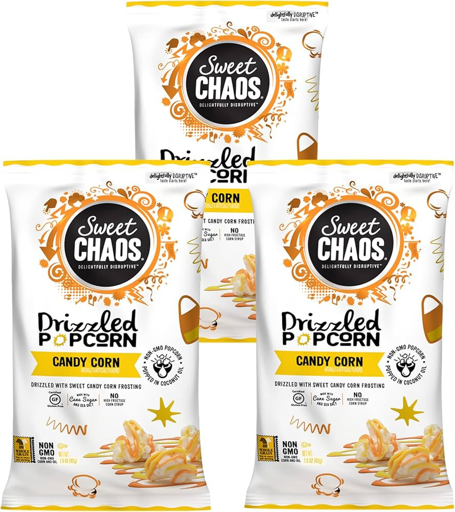 AUS Candy Corn Drizzled Popcorn 3 Pack 1.5oz (42g) each, Ideal for Outings, Halloween Parties, Ho... | Amazon (US)