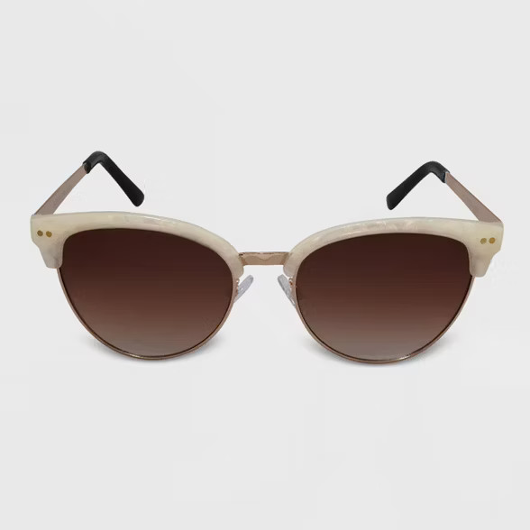 Women's Cateye Plastic Metal Combo Sunglasses - A New Day™ Off White | Target