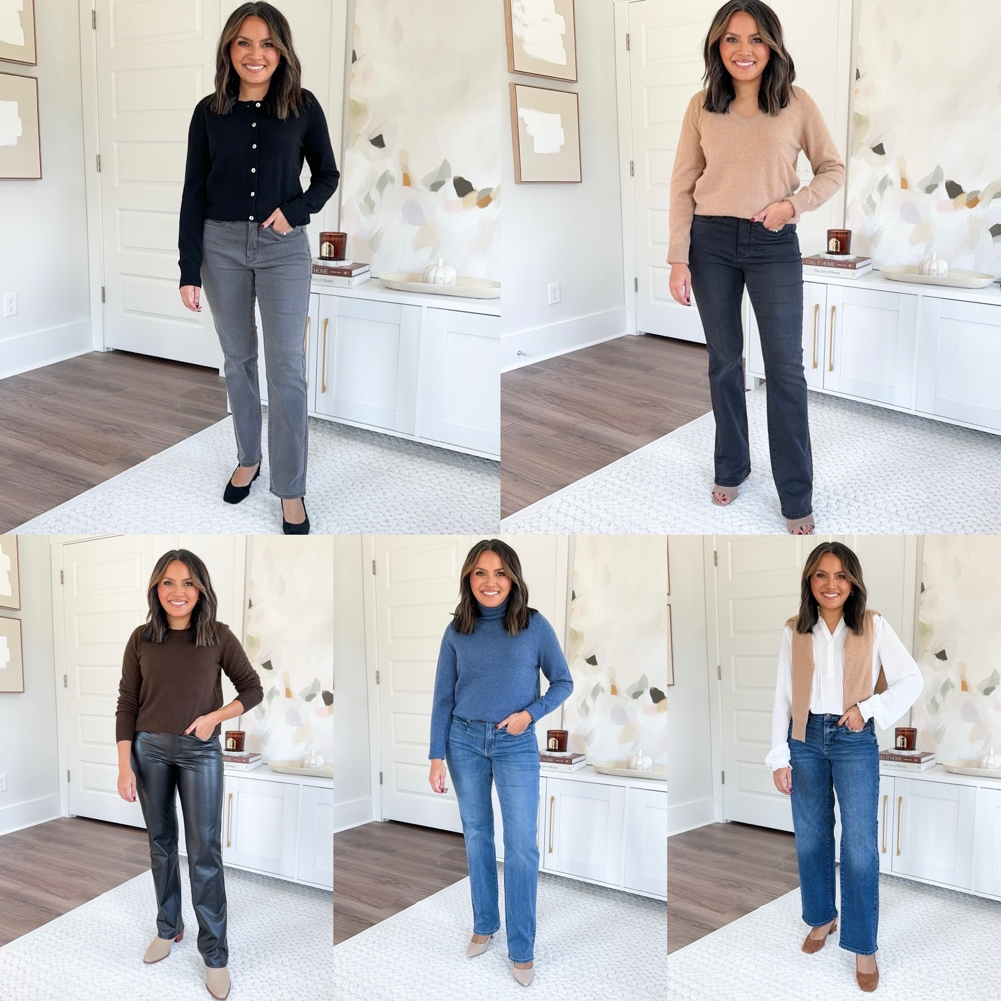 RACHEL25 for 25% off 

Black cardigan size XS TTS
Grey jeans size 2 petite TTS 
Black pumps size 5 TTS 

Tan Camel v-neck sweater size XXS TTS
Black bootcut jeans size 2 petite TTS 
Grey heels size 5 TTS 

Brown sweater size XXS TTS 
Black faux leather jeans size 2 petite TTS 
Sand booties size 5.5 TTS 


Heather blue turtle neck sweater size XXS TTS 
Blue jeans size 2 petite TTS 
Nude heels size 5 TTS 

White ruffle top size XXS TTS
Tan v-neck sweater size XXS TTS
Barrel jeans size 0 petite - sized down a size 
Brown suede pumps size 5 TTS 

Fall Outfits 
Fall workwear 
Fall style 
Office outfits 
Petite fashion 
Petite jeans 

Honey Sweet Petite 
Honeysweetpetite 

#LTKWorkwear #LTKSeasonal #LTKStyleTip