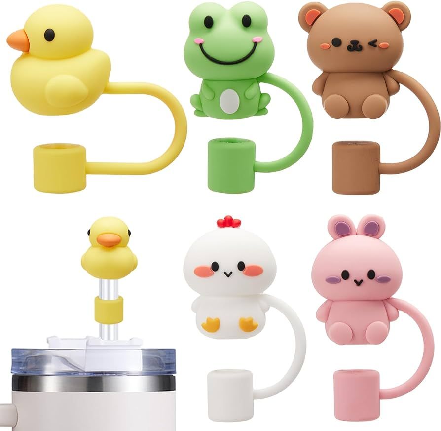 5PCS Straw Cover Cap for Stanley Cup, Cute Animal Straw Topper for Stanley 30&40 Oz Tumbler with ... | Amazon (US)