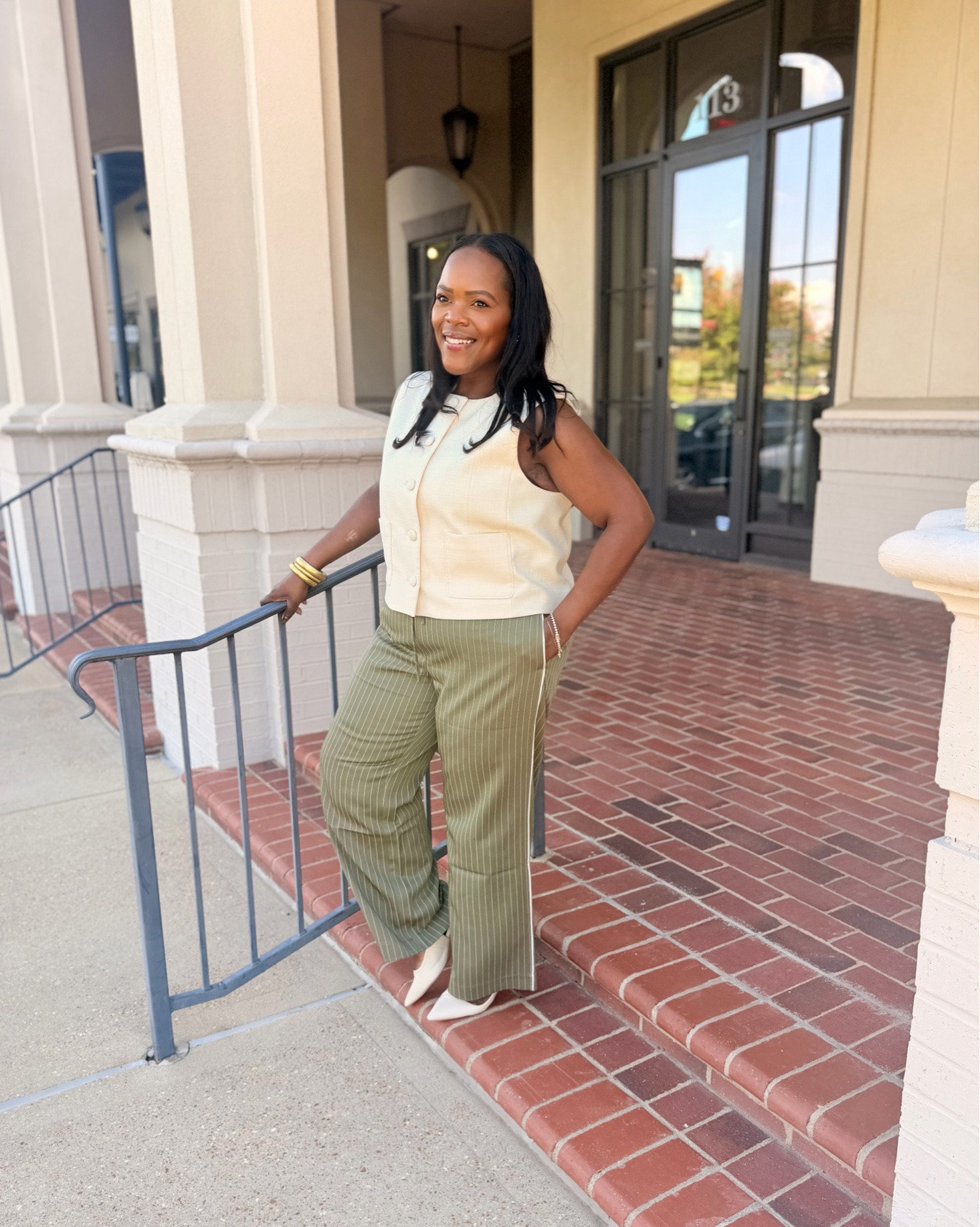 Are you ready for track pants this Fall? 🍂 I am here for this Fall trend! Wearing a M petite in these pants from LOFT!

#LTKgrwm #LTKPetite #LTKSaleAlert