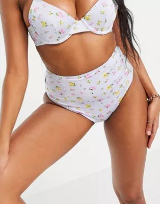 ASOS DESIGN high waist bikini bottom in garden floral print | ASOS (Global)