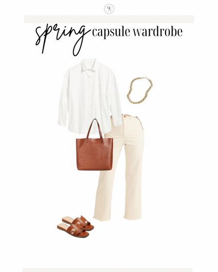 White jeans outfit, monochrome outfit 

The Spring Capsule Wardorbe is here! 18 pieces to make getting dressed easy, decrease decision fatigue and reduce your mental load this spring. All at a modest price point with all items including trench under $150.

1. Basic white tshirt
2. Cashmere sweater
3. Striped sweater
4. White button down
5. Black denim
6. Cream pants (not shown but linked)
7. Wide leg denim
8. Black blazer
9. Trench coat
10. Black mules
11. Cognac sandals
12. Black sling backs
13. Sneakers
14. Chain necklace
15. Black purse 
16. Black crossbody (not shown)
17. Cognac tote
18. Sunglasses

spring outfits, spring capsule, what to wear for spring, spring outfits for women, travel spring outfits, spring essentials, sprint closet essentials, spring wardrobe essentials

#LTKSpringSale #LTKSeasonal
