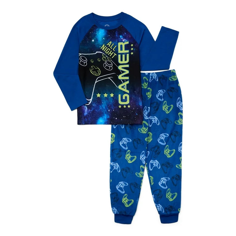 Wonder Nation Boys Gamer Long Sleeve Top and Pants, 2-Piece Sleep Set, Sizes 4-18 & Husky - Walma... | Walmart (US)