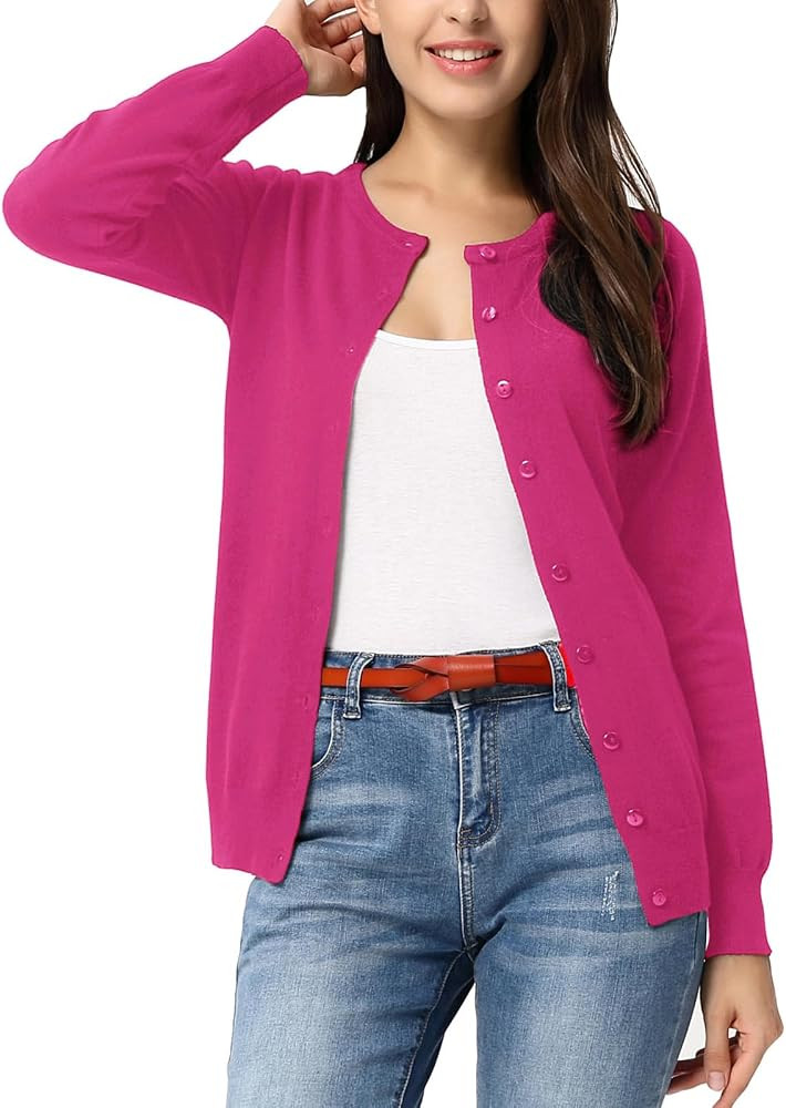 GRACE KARIN Pink Cardigan Sweaters for Women Lightweight Button Down Sweater Jacket Spring Clothe... | Amazon (US)