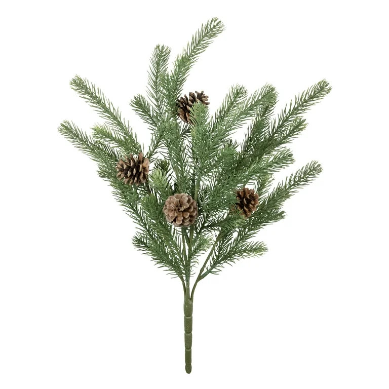 19-inch Artificial Silk Green Pine Mixed Hoilday Bush, for Indoor Use, by Mainstays | Walmart (US)